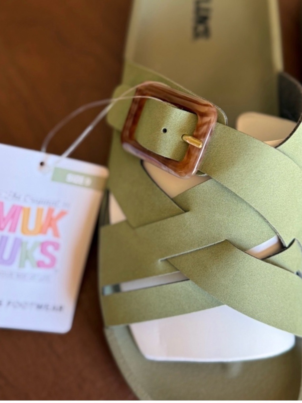 NWT Muk Luks Women's Sage Green Braided Slide Sandals SZ 9 - Picture 2 of 8